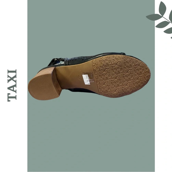 🛍️3/$40 Taxi Heidi-02 Open Toe Block Heel Black Sandal Velcro Closire - Picture 4 of 5